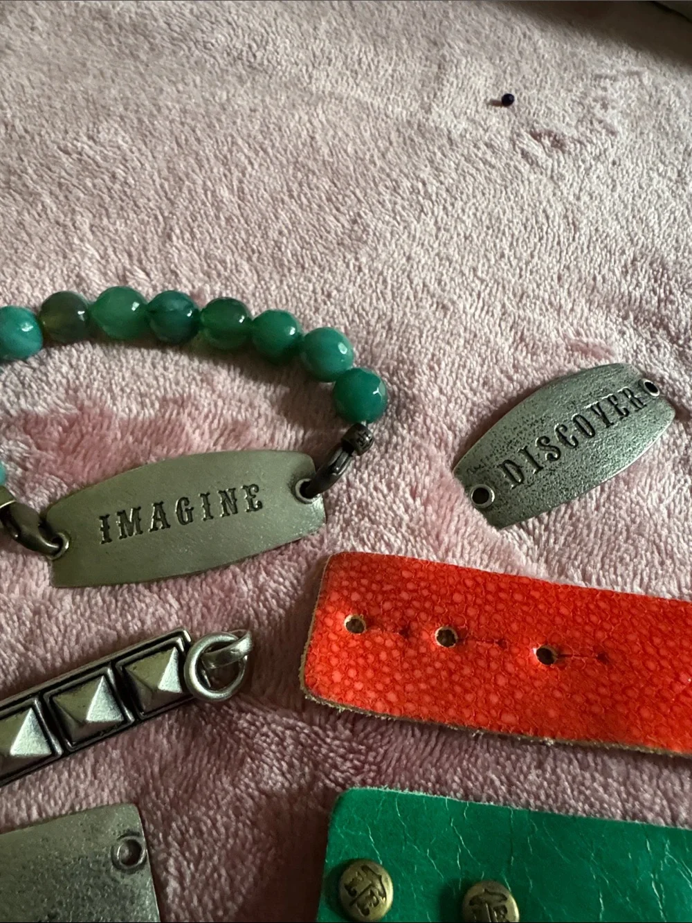 Colorful Leather Cuff Bracelets - Green, Orange, Red, Brown